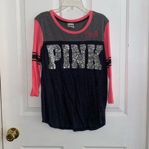 PINK quarter sleeve sequin shirt size XS